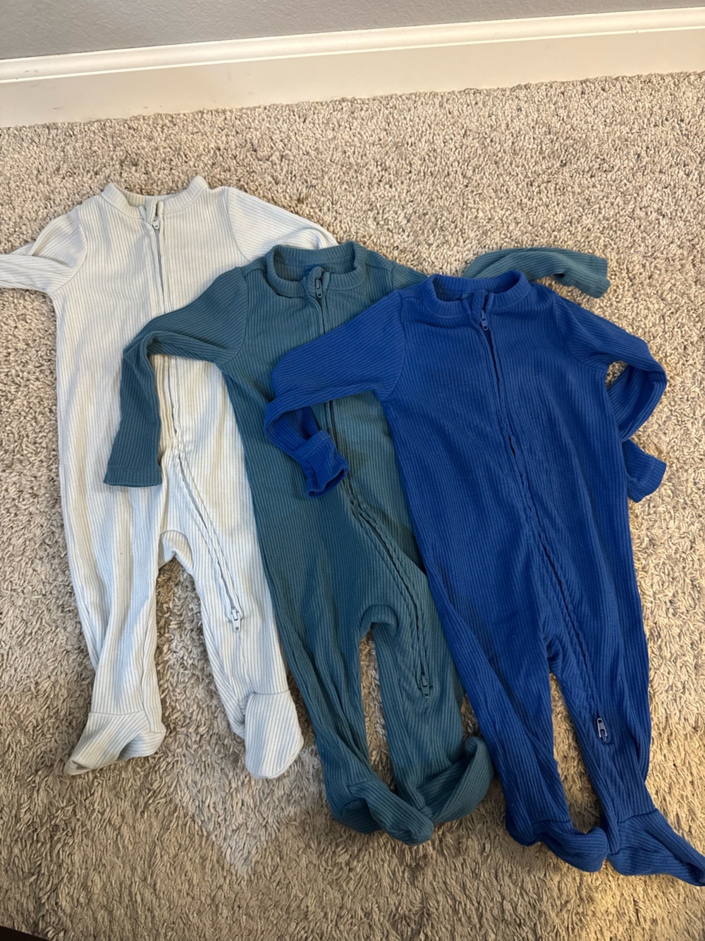 Old Navy Kids Ribbed Zip Footies - light blue, Teal, Blue